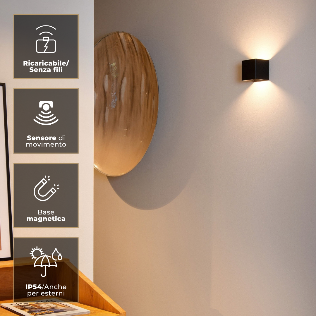 VERTIGO applique accesa a parete, con i vantaggi principali