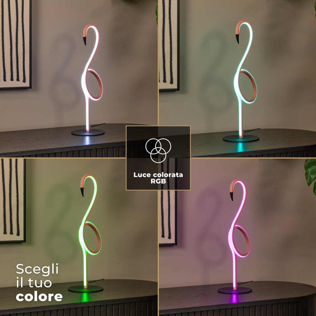 FLAMINGO: luce colorata RGB, scegli il tuo colore