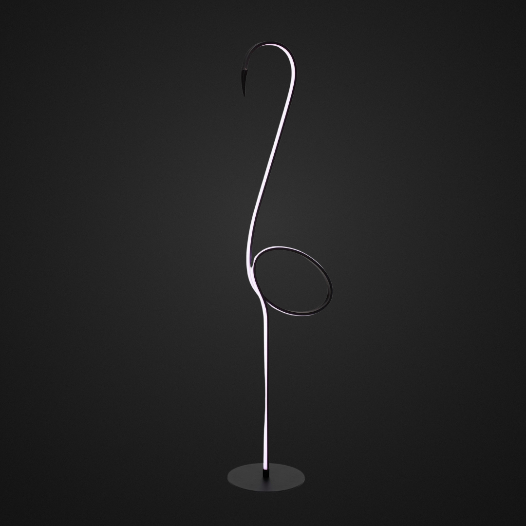 FLAMINGO lampada da terra RGB nera su sfondo scuro